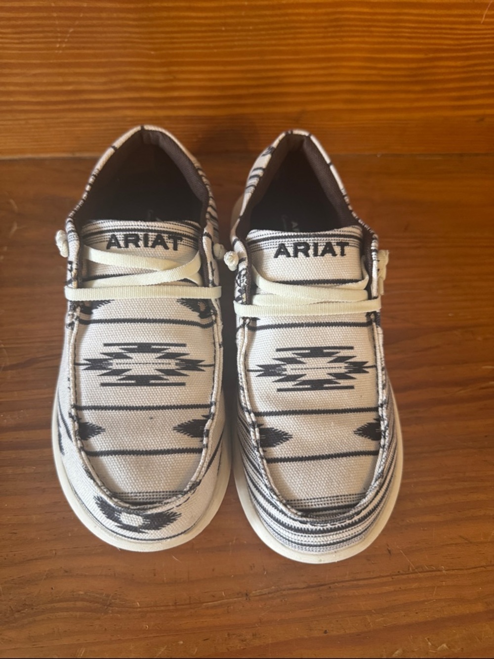 Ariat Cream and Black Patterned Canvas Slip-On Shoes